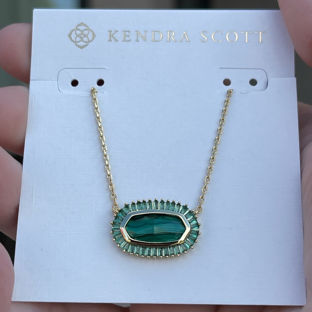 Kendra Scott Malachite Baguette Elle Earrings and Elisa Necklaceππππ - Picture 3 of 4